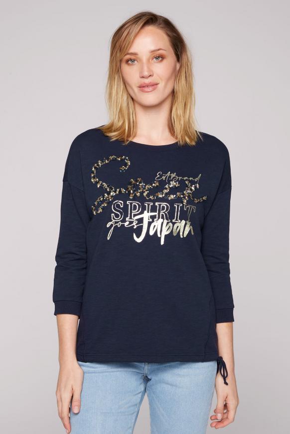 Sweatshirt mit 3/4-Arm und Pailletten-Logo blue navy