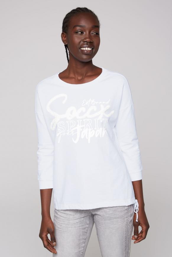 Sweatshirt mit 3/4-Arm und Pailletten-Logo opticwhite