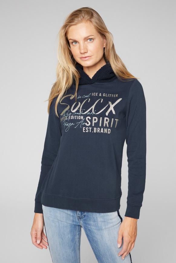 Sweatshirt mit 3D-Artwork und Sherpa-Kapuze