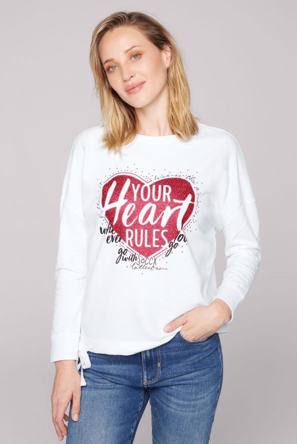 Sweatshirt mit Bindebandsaum opticwhite