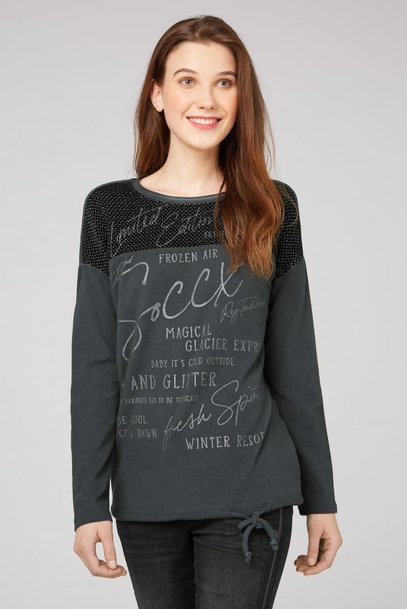 Sweatshirt mit Chenille-Strick und Logo Prints