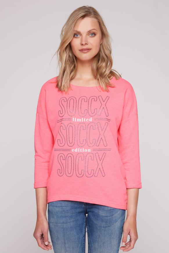 Sweatshirt mit Glitzer-Artwork neon pink