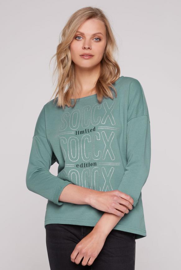 Sweatshirt mit Glitzer-Artwork sea foam
