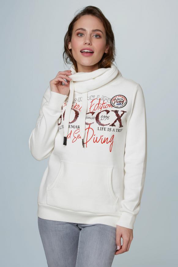Sweatshirt mit hohem Kragen und Artwork