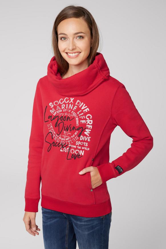 Sweatshirt mit hohem Kragen und Artwork