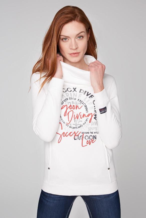 Sweatshirt mit hohem Kragen und Artwork