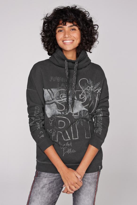 Sweatshirt mit hohem Kragen und Artworks
