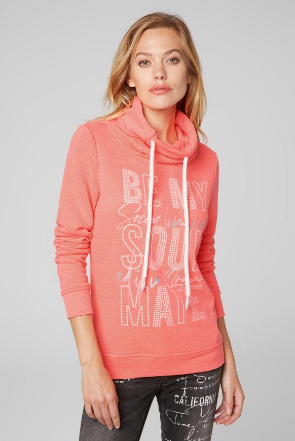Sweatshirt mit hohem Kragen und Glitter Print