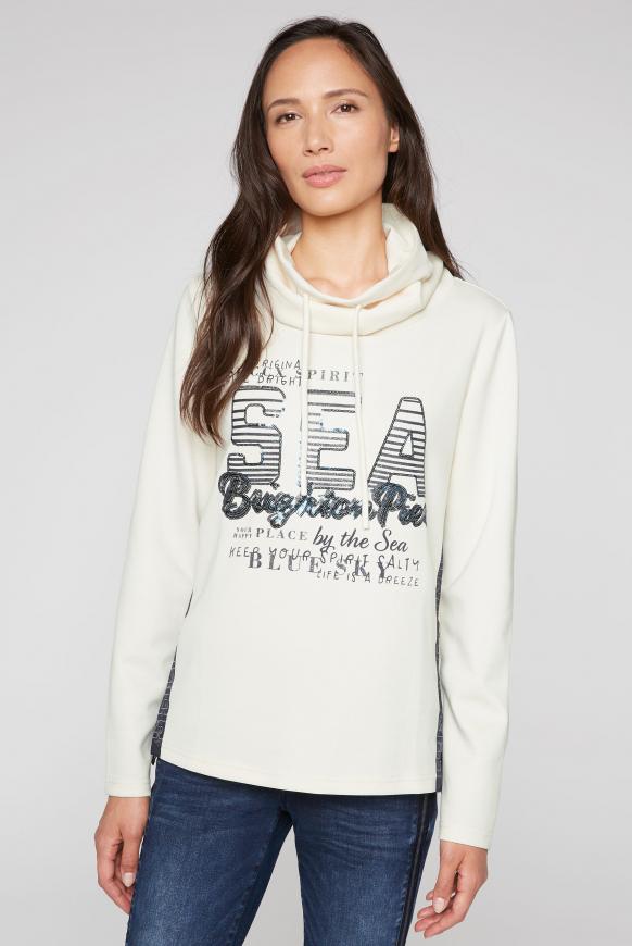 Sweatshirt mit hohem Kragen und Pailletten-Artwork