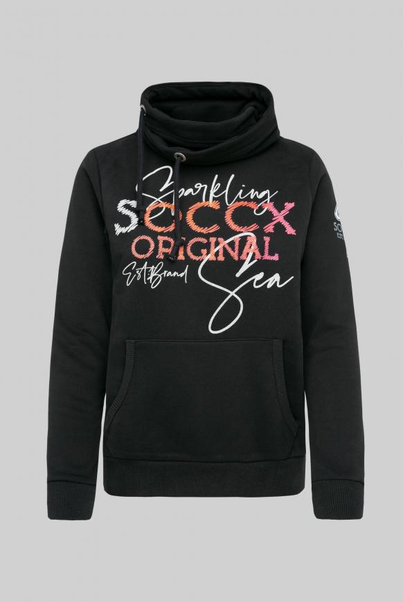 Sweatshirt mit hohem Kragen und Puff Print