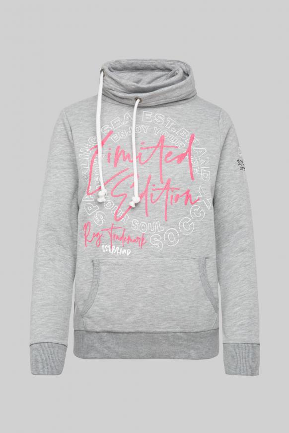 Sweatshirt mit hohem Kragen und Puff Print