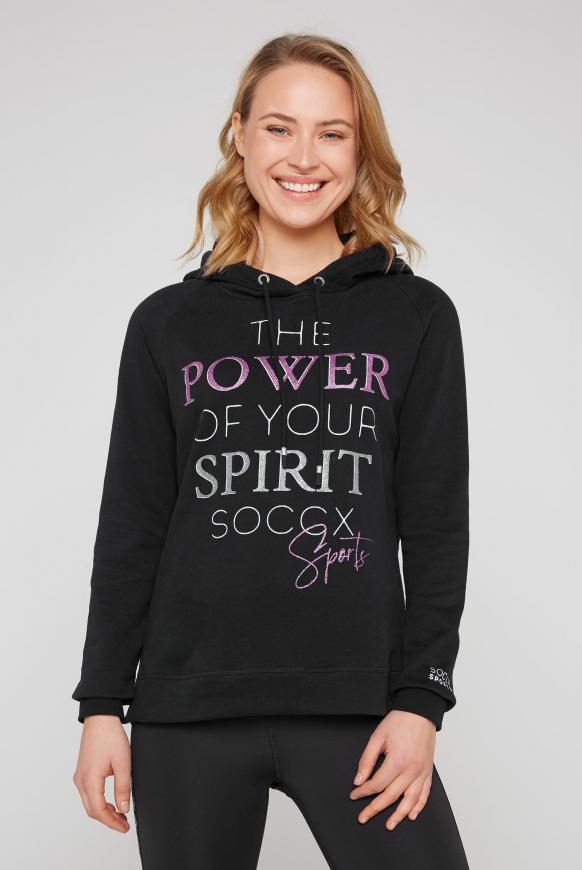 Sweatshirt mit Kapuze und Glitter Print