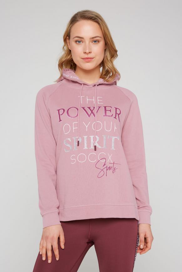 Sweatshirt mit Kapuze und Glitter Print magic mauve