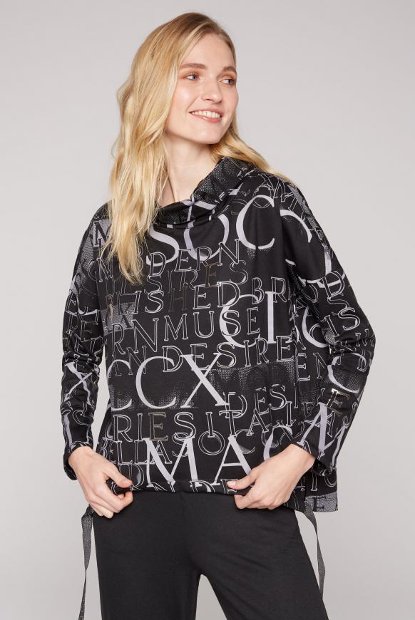 Sweatshirt mit Kragen und All Over Print black