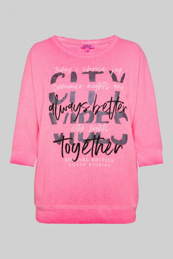 Sweatshirt mit kurzen Ärmeln und Label Print