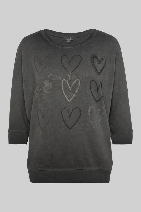 Sweatshirt mit kurzen Ärmeln und Label Print