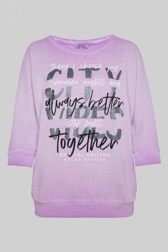 Sweatshirt mit kurzen Ärmeln und Label Print
