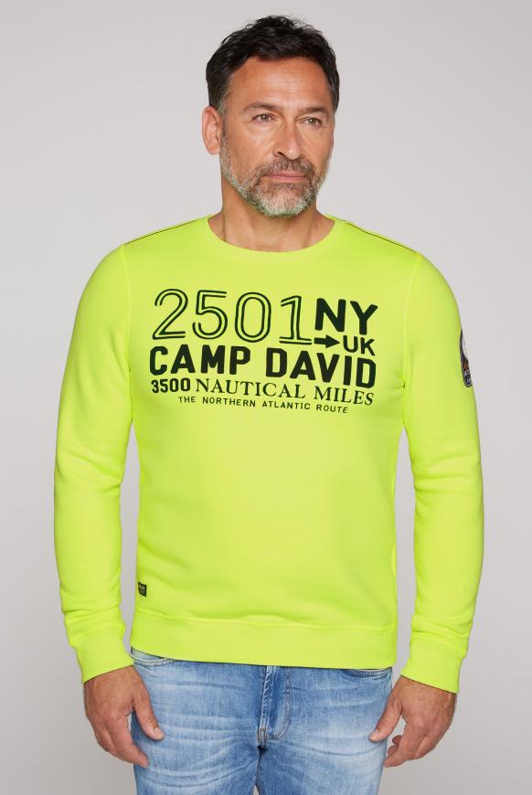 Sweatshirt DAVID | & SOCCX Logo lime Artwork mit CAMP neon