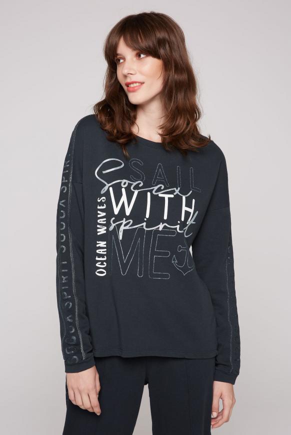 Sweatshirt mit Logo-Tape und Artwork polar night
