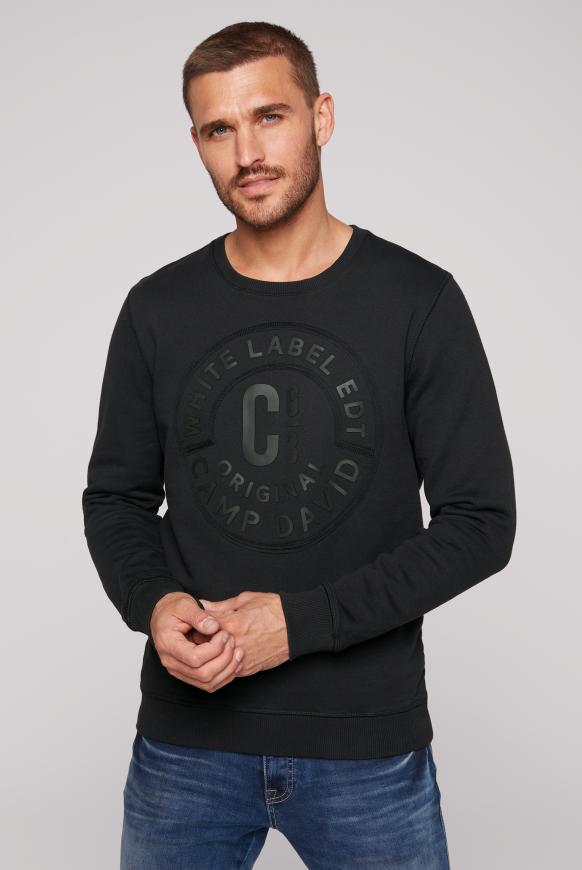 CAMP DAVID & SOCCX black Sweatshirt Artwork mit Rubber 