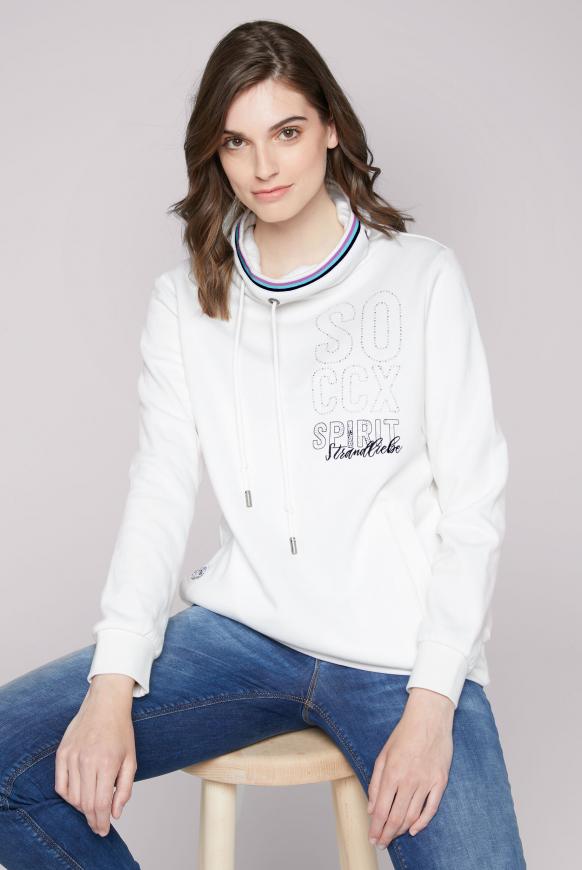Sweatshirt mit Stehkragen und Taschen ivory