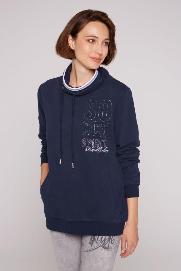 Sweatshirt mit Stehkragen und Taschen blue navy