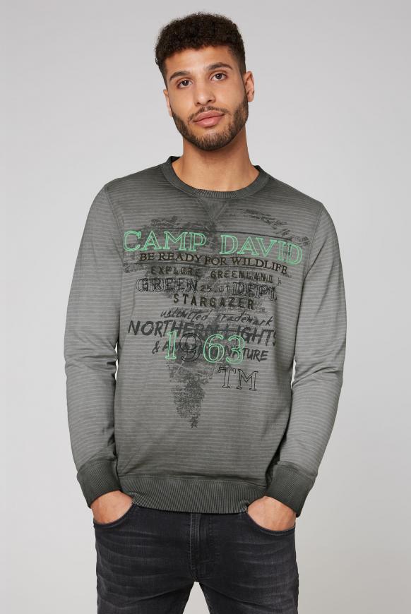 Sweatshirt mit Streifendruck und Artworks