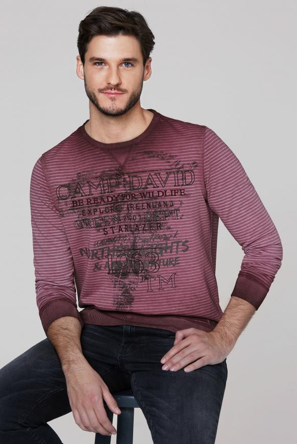 Sweatshirt mit Streifendruck und Artworks