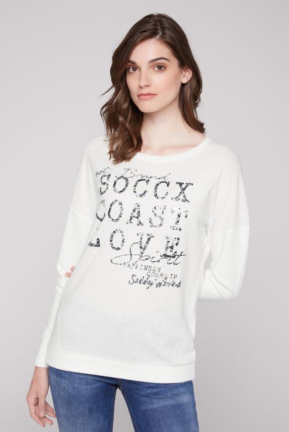 Sweatshirt mit Strukturmix und Logo Print