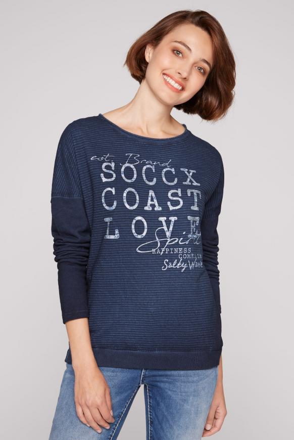 Sweatshirt mit Strukturmix und Logo Print