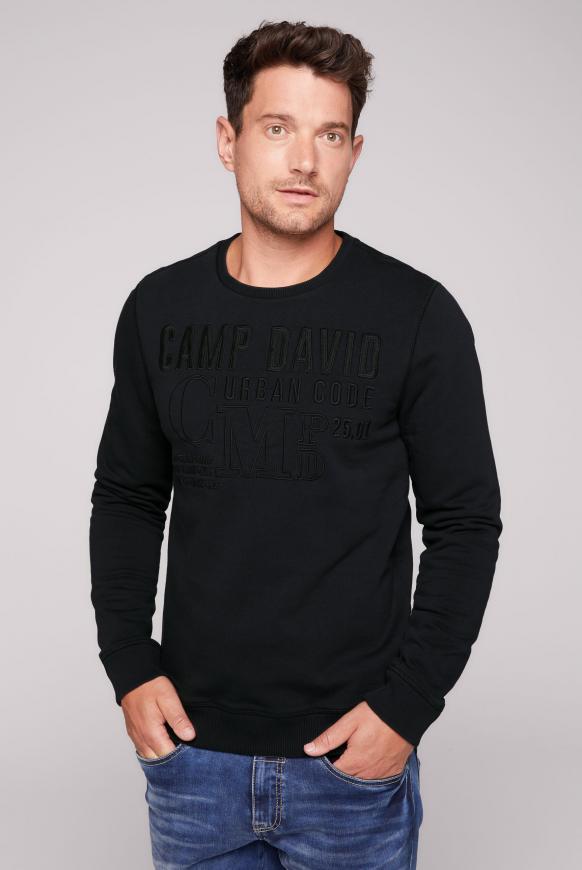 Sweatshirt mit tonigen Logo-Stickereien black