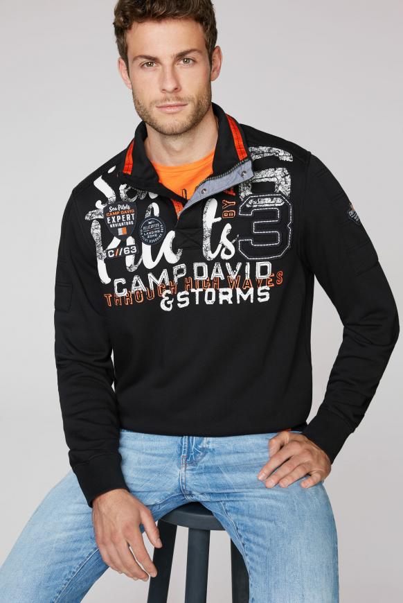 Sweatshirt mit Troyer-Kragen und Artwork