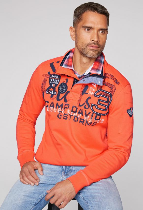 Sweatshirt mit Troyer-Kragen und Artwork