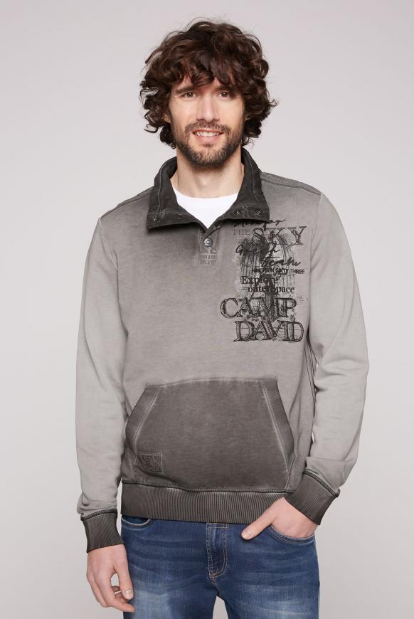 Sweatshirt mit Troyer-Kragen und Kängurutasche