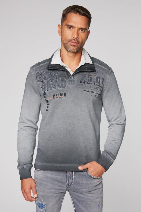Sweatshirt mit Troyer-Kragen und Strick-Details