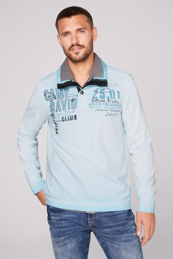 Sweatshirt mit Troyer-Kragen und Strick-Details