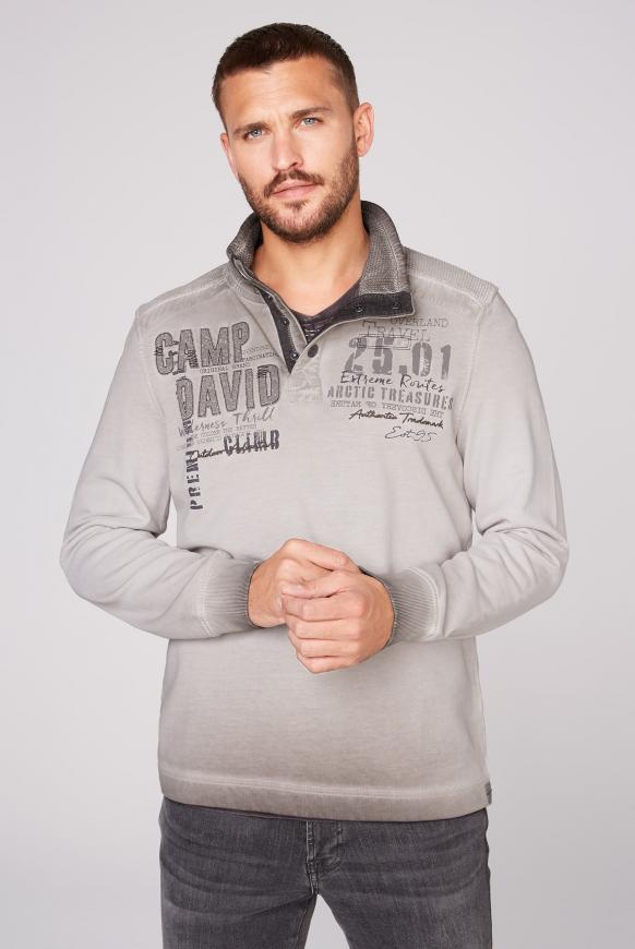 Sweatshirt mit Troyer-Kragen und Strick-Details