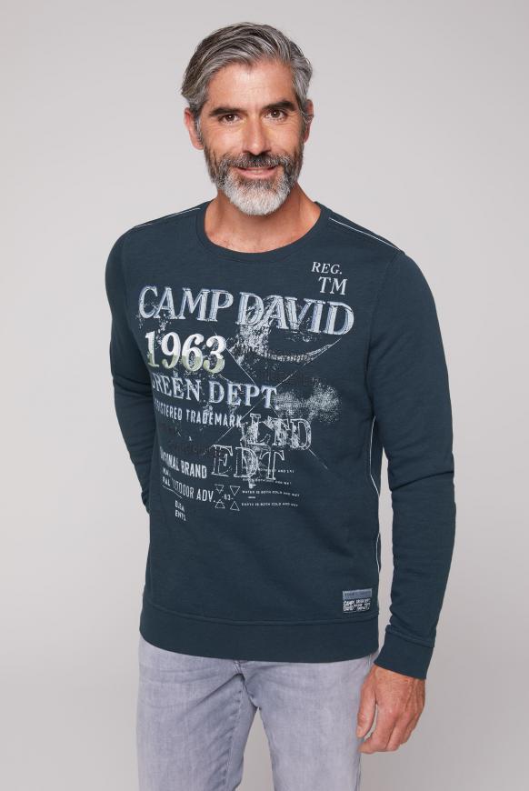 Sweatshirt mit Used Print und Stickereien brave blue