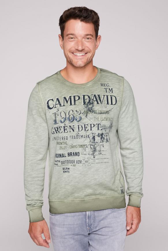 Sweatshirt mit Used Print und Stickereien