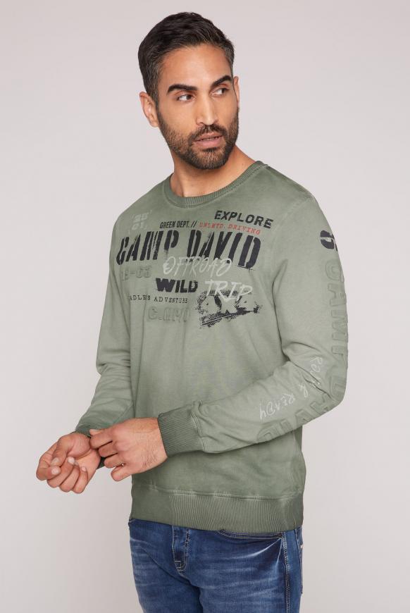 Sweatshirt Oil Dyed mit Logo-Prägung khaki