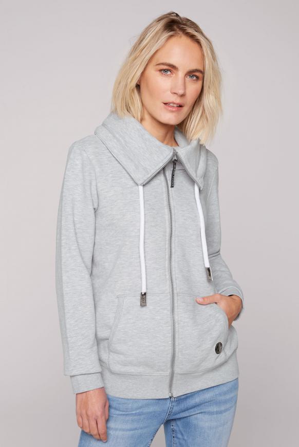 Sweatshirtjacke mit hohem Kragen grey melange