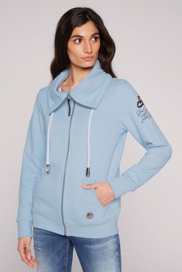 Sweatshirtjacke mit hohem Kragen lagoon melange