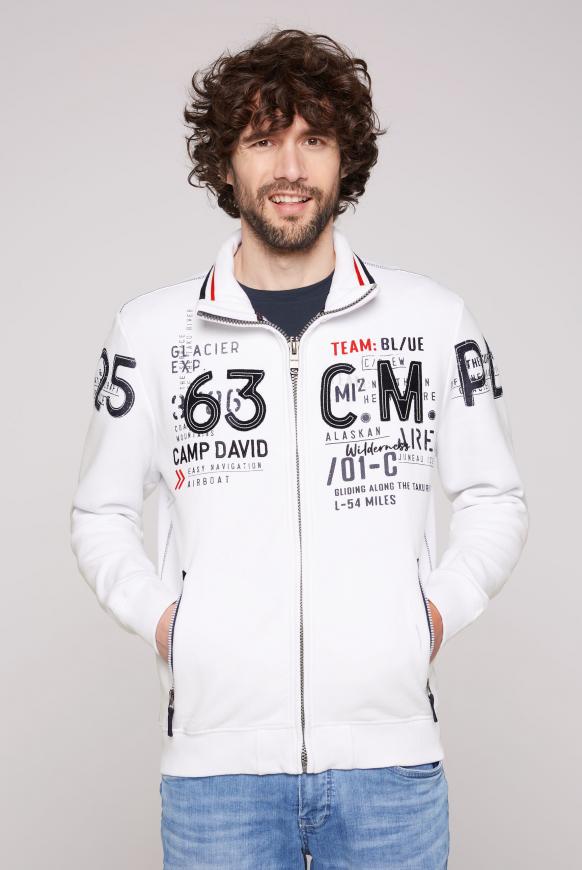 [Große Veröffentlichung zum supergünstigen Preis!] CAMP DAVID & SOCCX | Label-Applikationen Sweatshirtjacke mit opticwhite