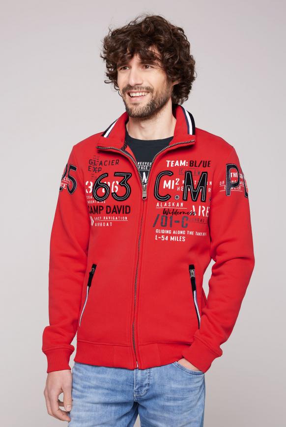Sweatshirtjacke mit Label-Applikationen