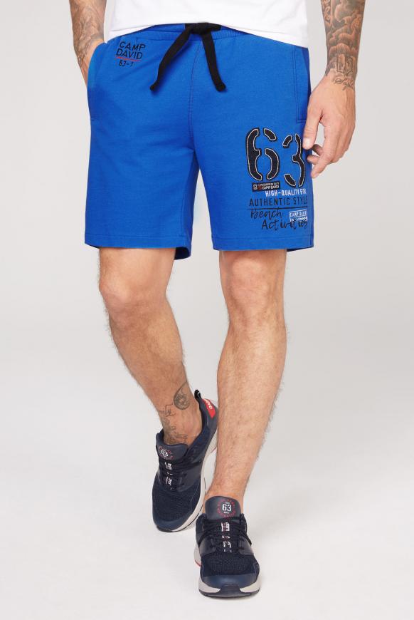 Sweatshorts mit Logo-Druck und Stickereien coastal blue