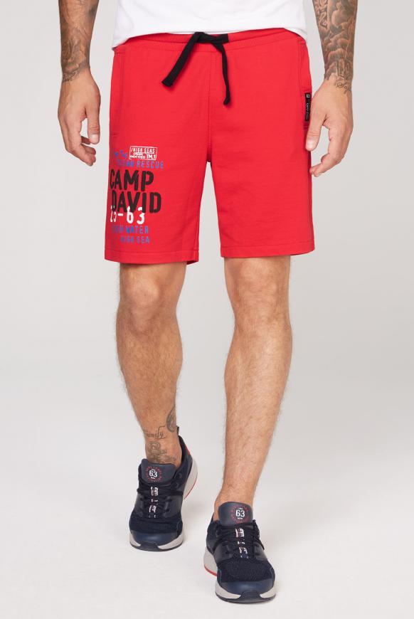 Sweatshorts mit Logo-Druck und Stickereien speed red