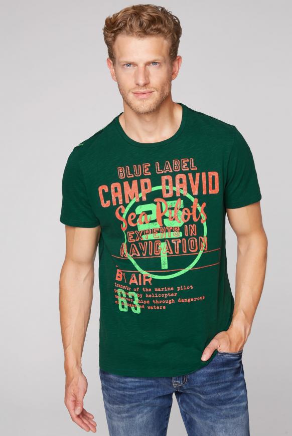 T-Shirt aus Flammgarn mit Label Print
