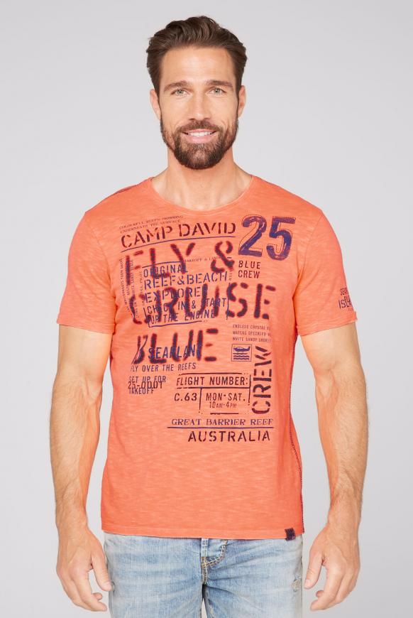 T-Shirt aus Flammgarn mit Used Print