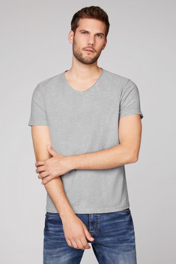 T-Shirt aus Flammgarn mit V-Ausschnitt