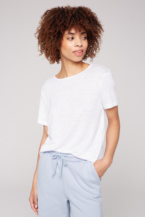 T-Shirt aus Leinen mit kleinem Label Print